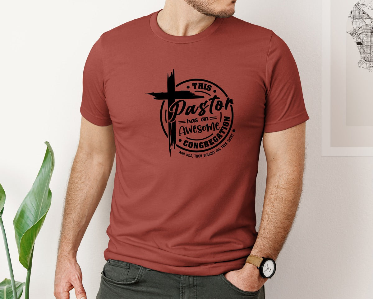 brand:Bella Canvas|color:Rust|Pastor Gift Funny Church Graphic T-Shirt