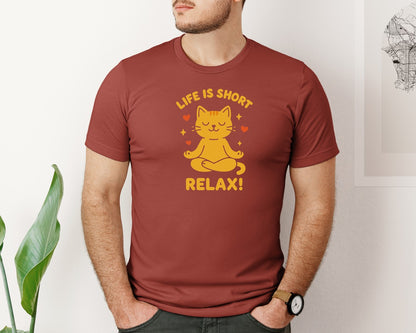 brand:Bella Canvas|color:Rust|Life Is Short Relax Cat Graphic T-Shirt