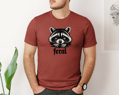 brand:Bella Canvas|color:Rust|Feral Raccoon Gothic Grunge Wild Graphic T-Shirt