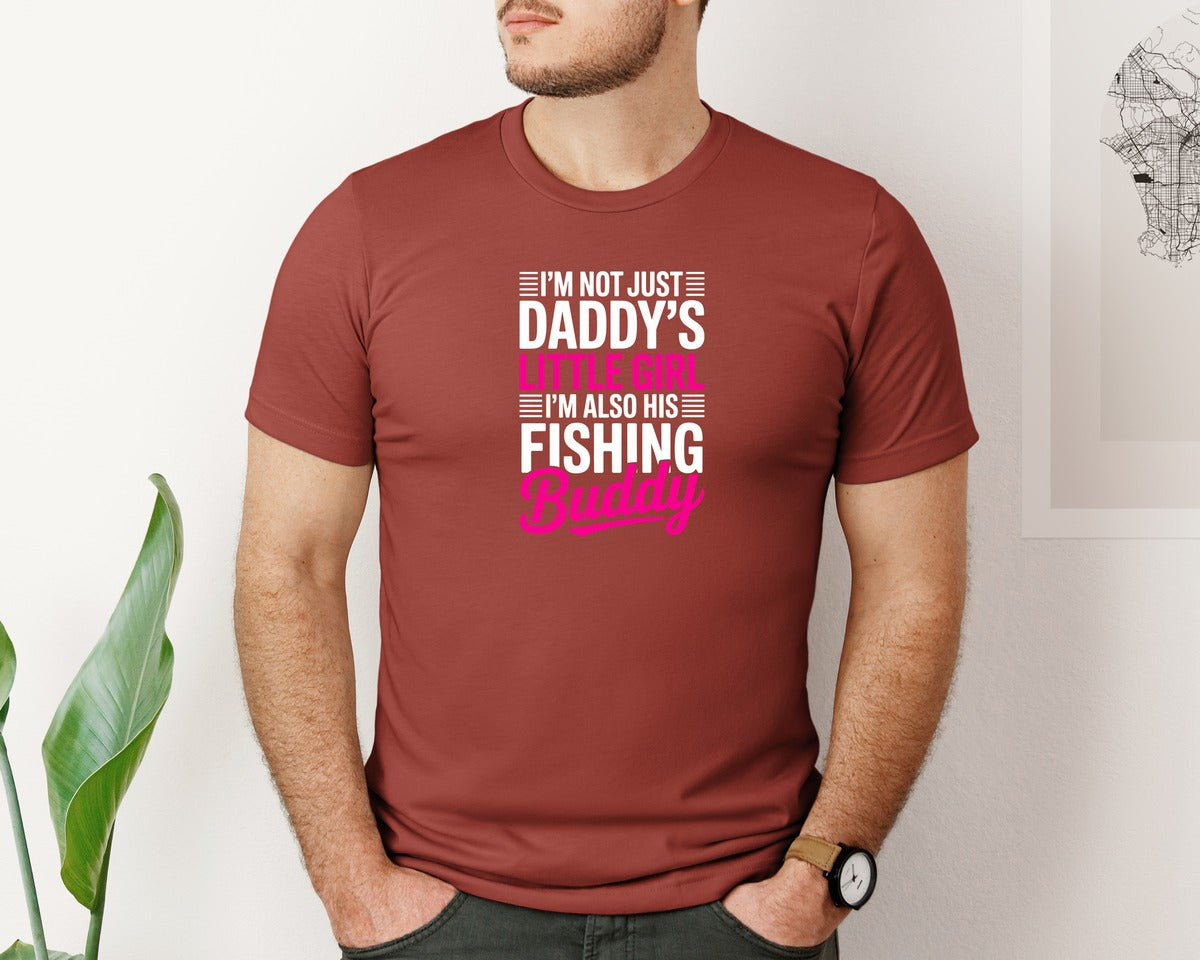 brand:Bella Canvas|color:Rust|Daddys Little Girl Fishing Buddy Tshirt Graphic T-Shirt