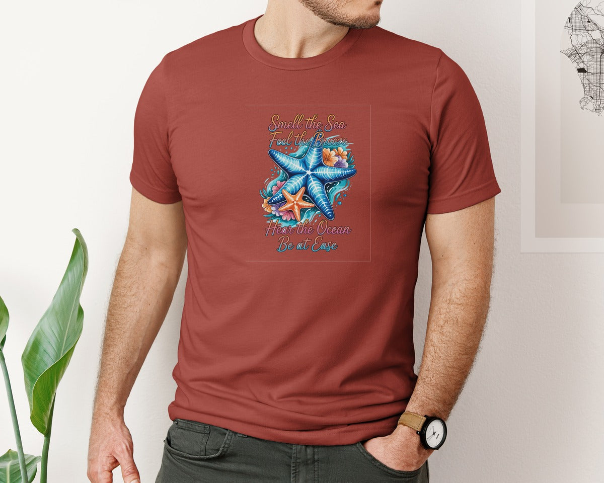 brand:Bella Canvas|color:Rust|Smell The Sea Feel The Breeze Summer Graphic T-Shirt