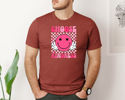 brand:Bella Canvas|color:Rust|Retro Groovy Daisy Choose Kindness Graphic T-Shirt