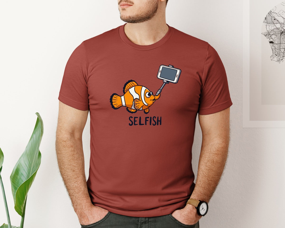 brand:Bella Canvas|color:Rust|Selfish Clownfish Funny Fish Design Graphic T-Shirt