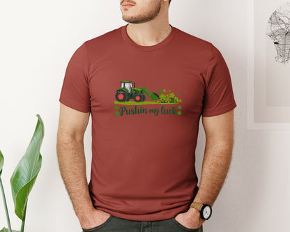 brand:Bella Canvas|color:Rust|Pushin My Luck St Patricks Day 3 Graphic T-Shirt