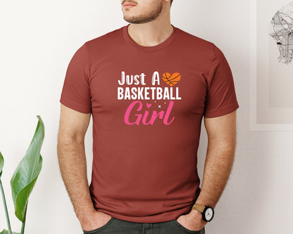 brand:Bella Canvas|color:Rust|Just A Basketball Girl Typography Tshirt Graphic T-Shirt