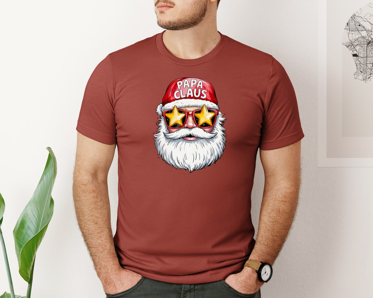 brand:Bella Canvas|color:Rust|Christmas Papa Claus Retro Santa Graphic T-Shirt