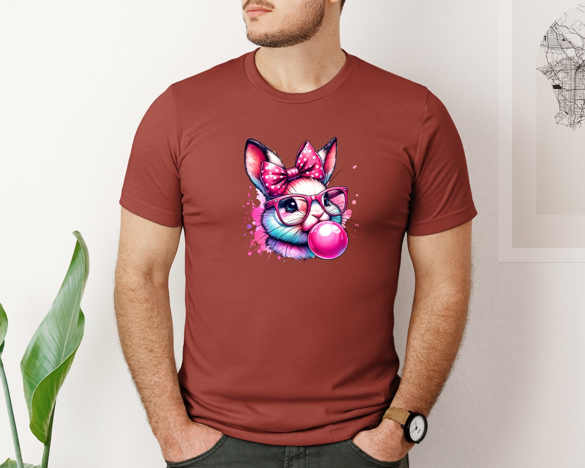 brand:Bella Canvas|color:Rust|Hipster Bunny T Shirt Design Graphic T-Shirt
