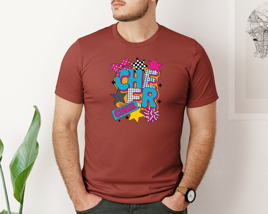 Cheer Preppy Cheer Mom Colorful Bow Graphic T-Shirt