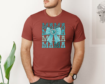 brand:Bella Canvas|color:Rust|Trendy Mama Leopard Print Bow 3 Graphic T-Shirt