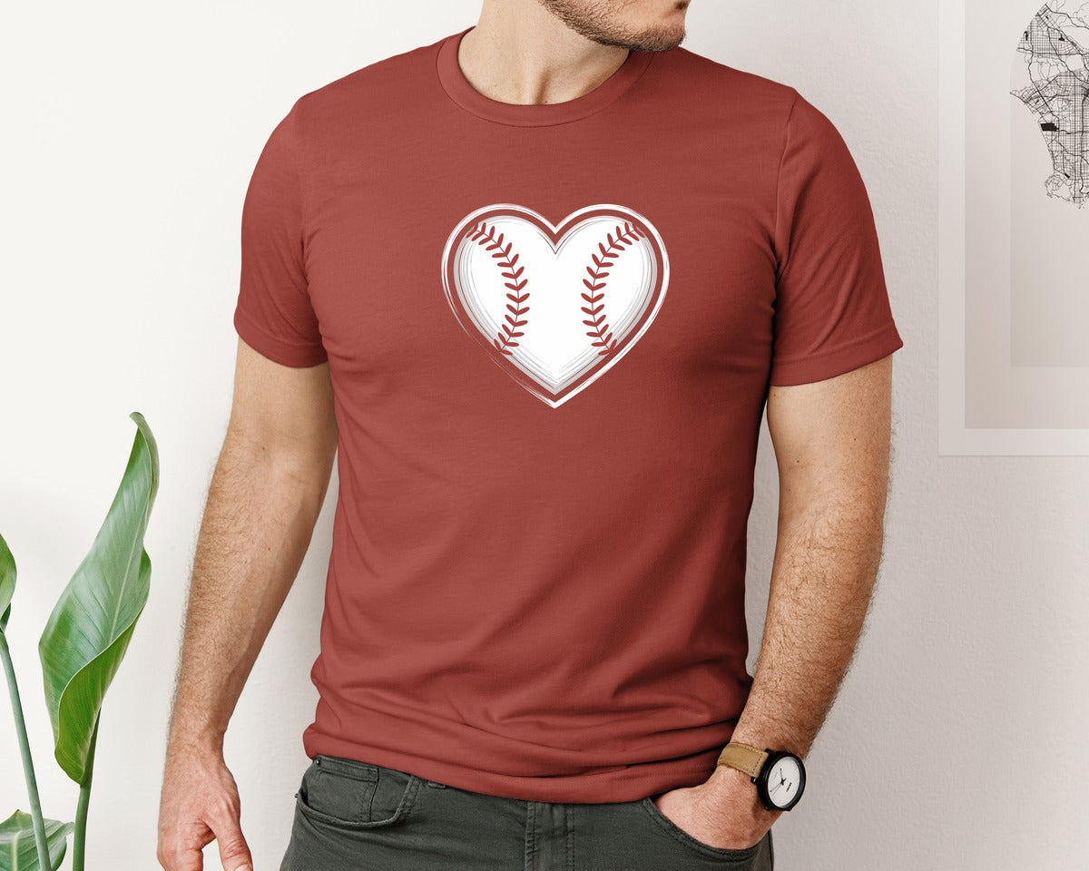 brand:Bella Canvas|color:Rust|Baseball Heart Shirt Graphic T-Shirt