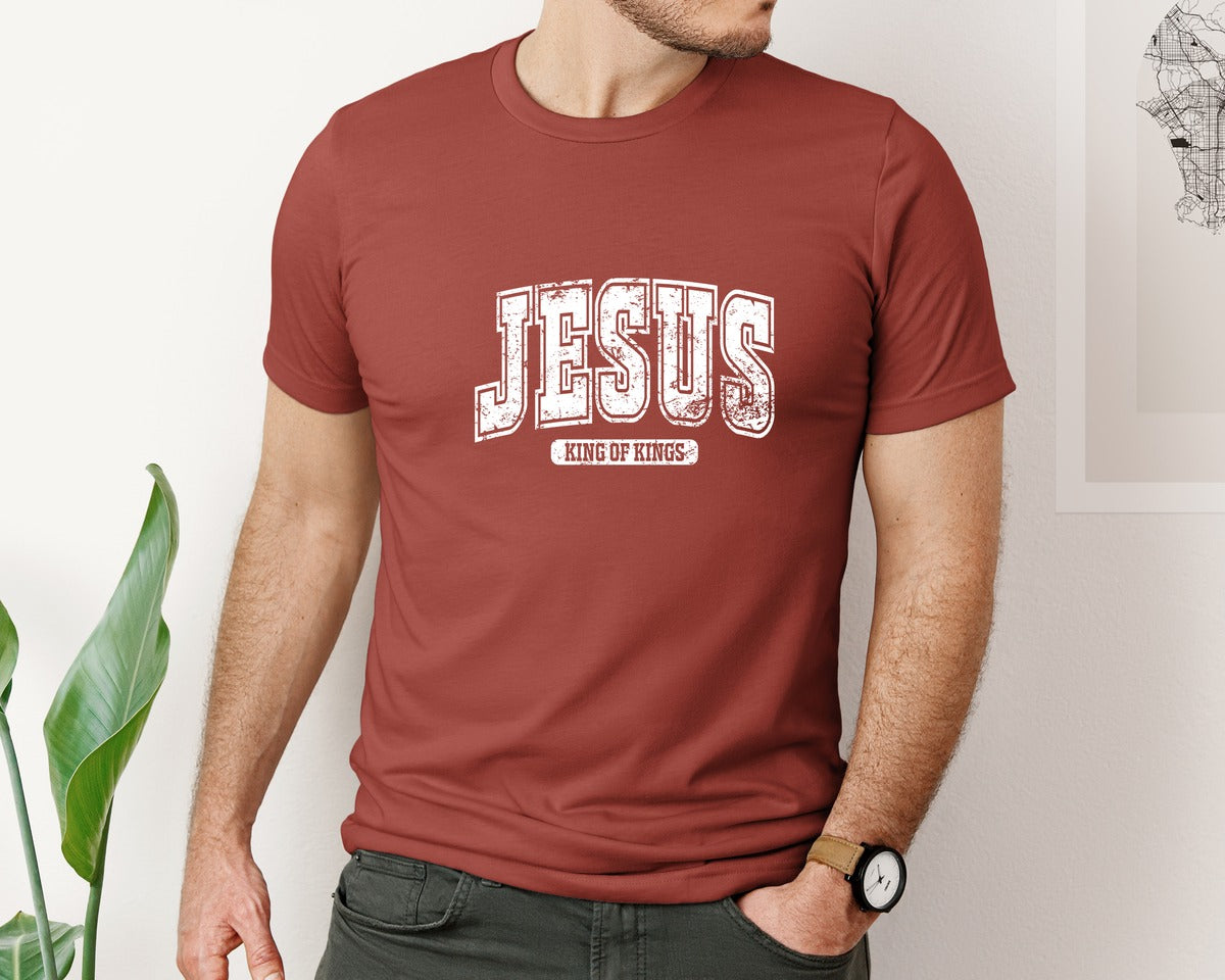 brand:Bella Canvas|color:Rust|Jesus King Of Kings Christian S Graphic T-Shirt