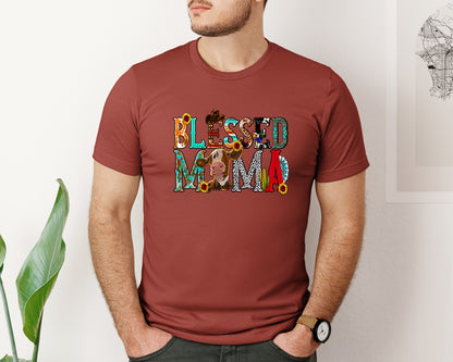 brand:Bella Canvas|color:Rust|Blessed Mama Christian Mama 8 Graphic T-Shirt