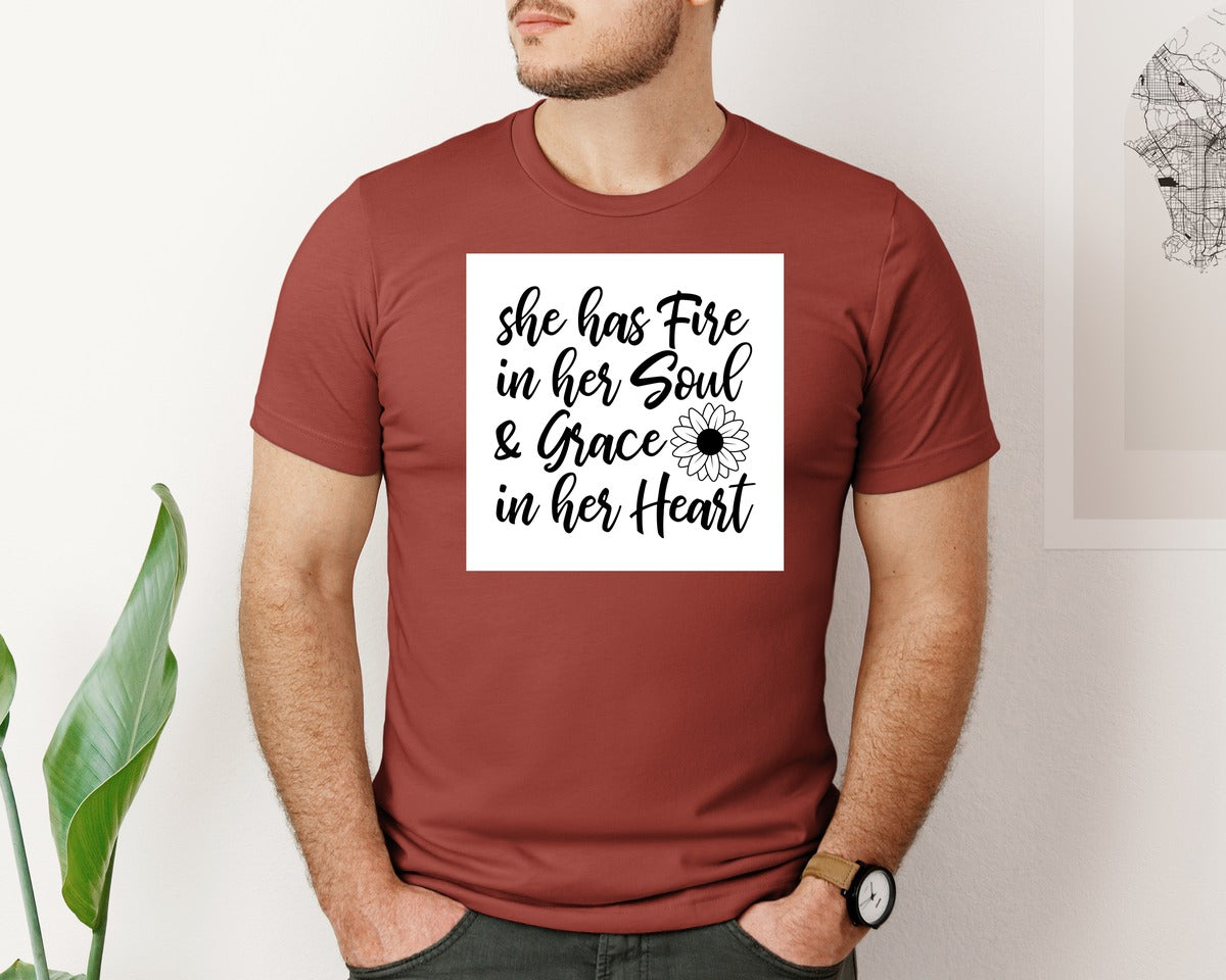 brand:Bella Canvas|color:Rust|She Has Fire In Her Soul Grace In Her 5 Graphic T-Shirt