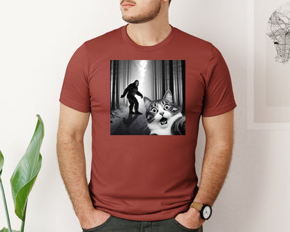 brand:Bella Canvas|color:Rust|Cat Selfie With Sasquatch Graphic T-Shirt
