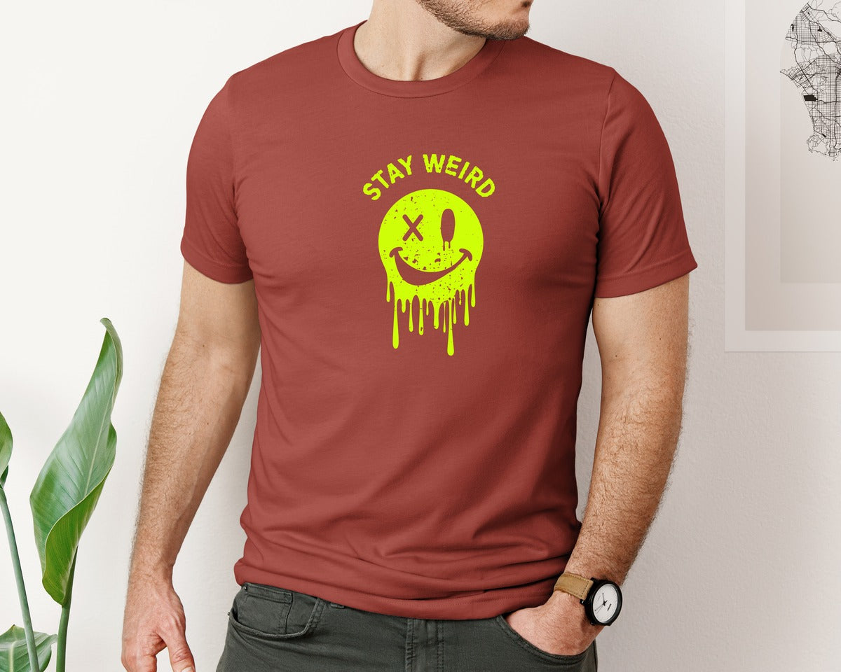 brand:Bella Canvas|color:Rust|Stay Weird Be Yourself Rebellious Spirit Graphic T-Shirt