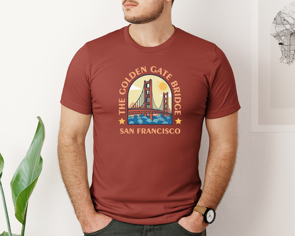 brand:Bella Canvas|color:Rust|The Golden Gate Bridge Graphic T-Shirt