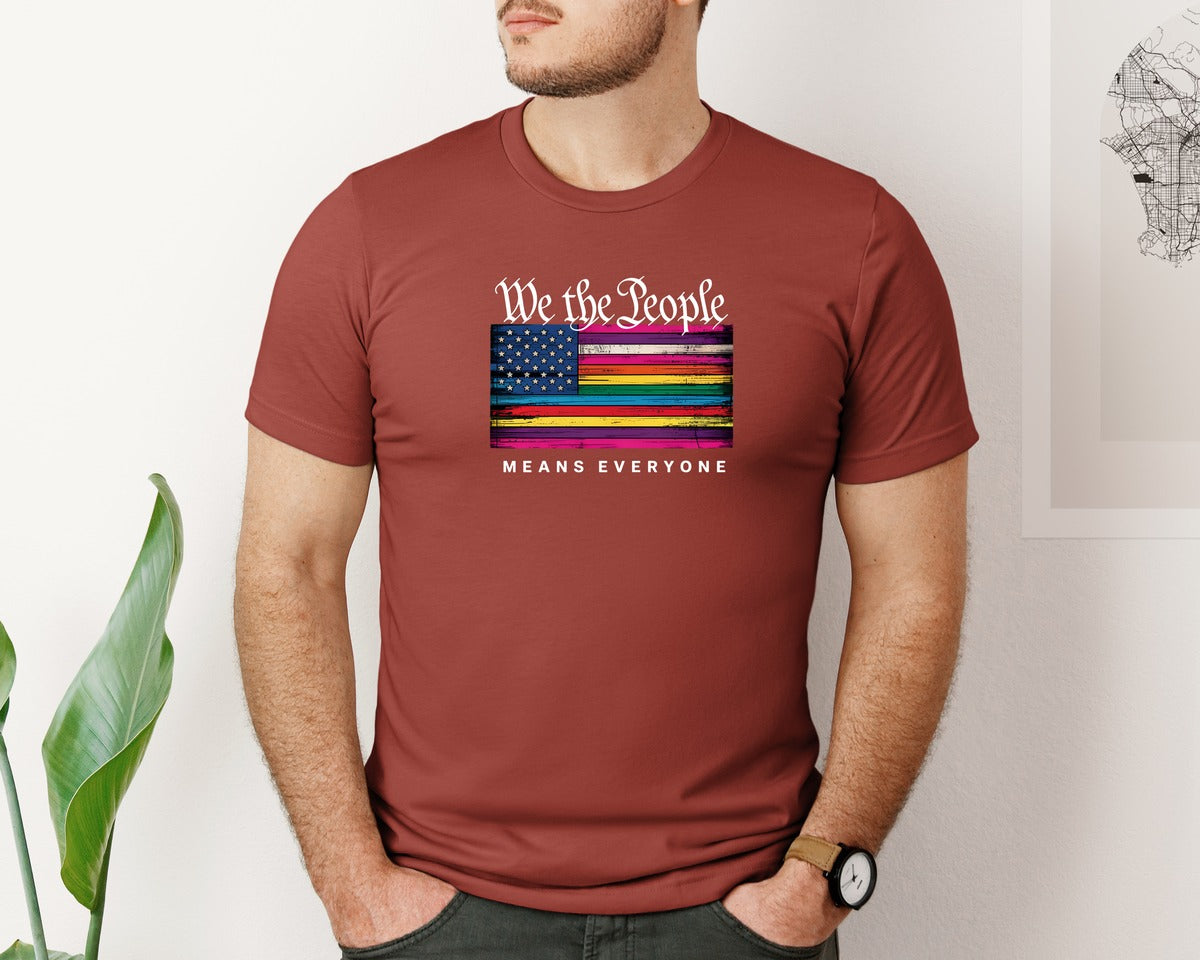 brand:Bella Canvas|color:Rust|We The People Means Everyone Lgbtq Graphic T-Shirt