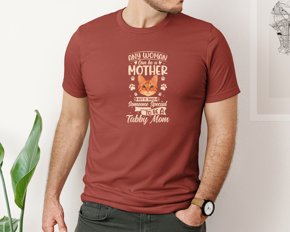 brand:Bella Canvas|color:Rust|Someone Special To Be Tabby Cat Mom Graphic T-Shirt