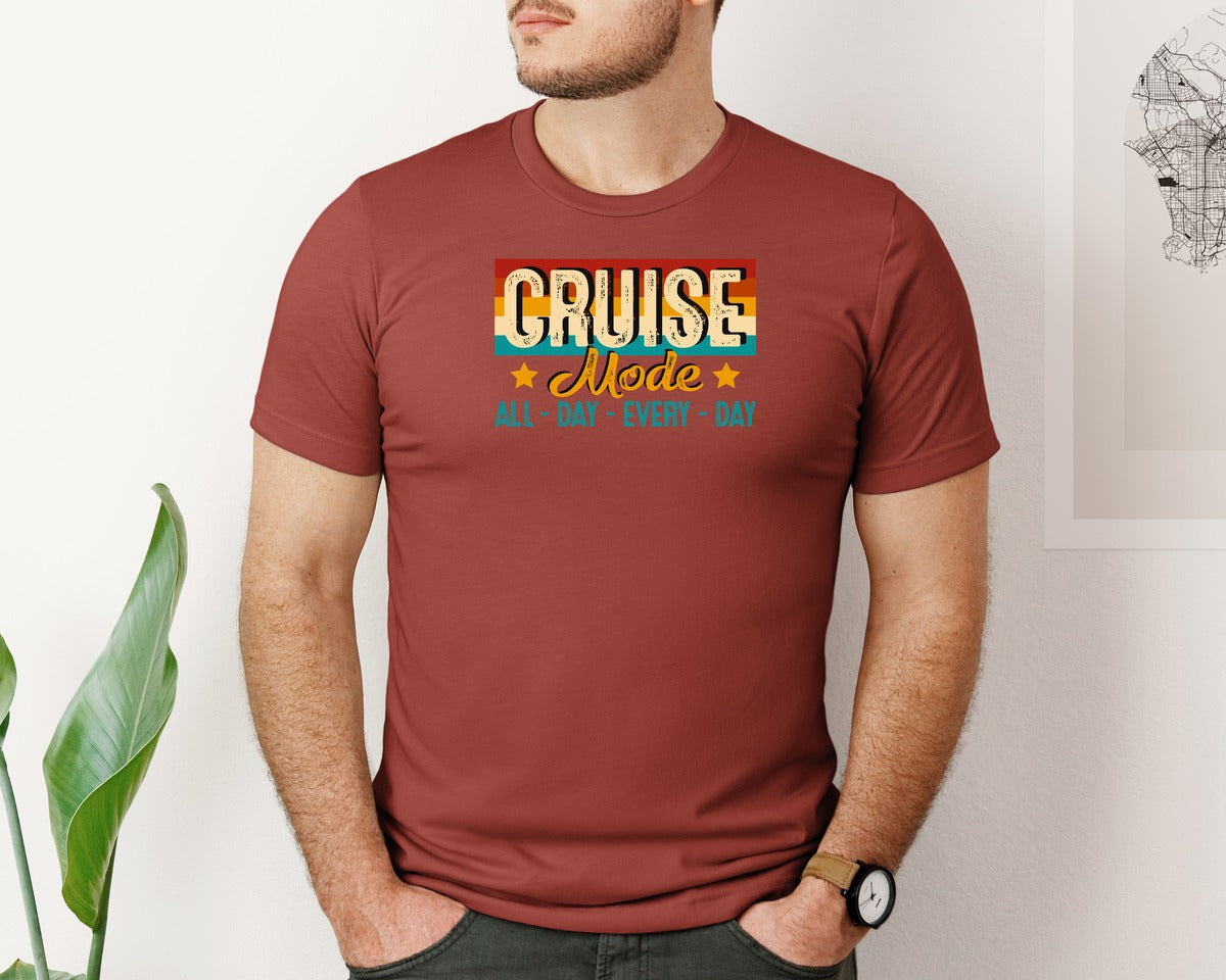brand:Bella Canvas|color:Rust|Cruise Mode All Day Every Day Shirt Graphic T-Shirt
