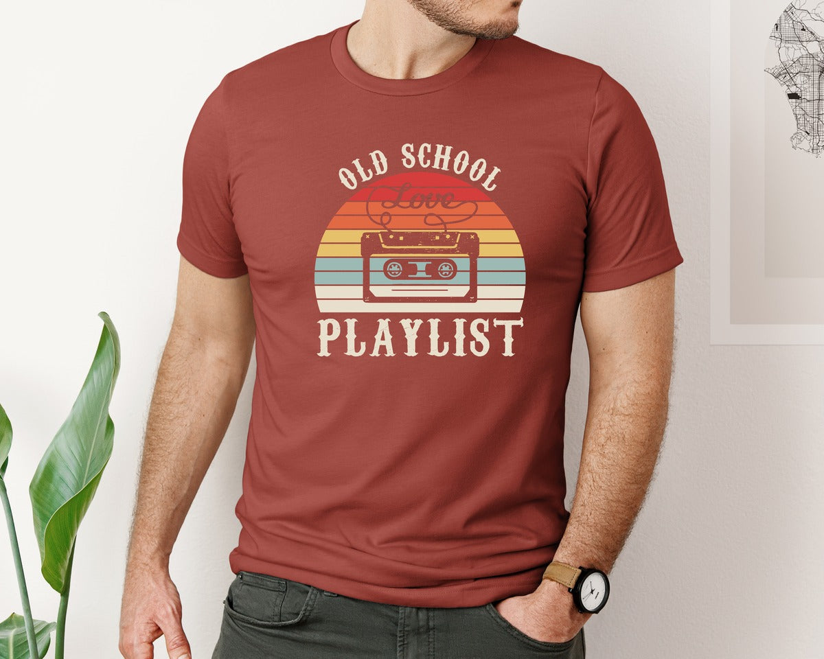 brand:Bella Canvas|color:Rust|Old School Playlist 70S 80S 90S T Shirts Graphic T-Shirt