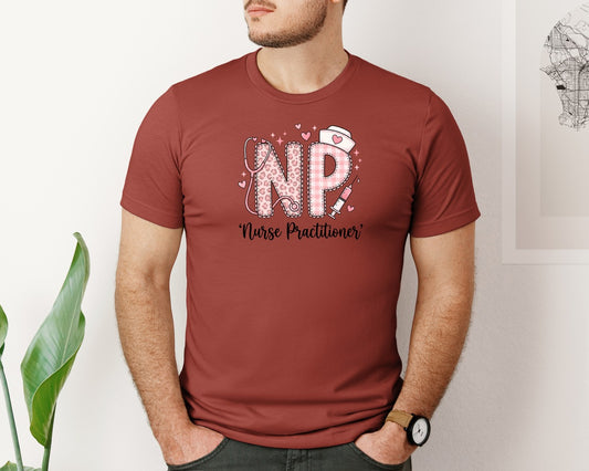 Np Nurse Practitioner Valentine Graphic T-Shirt
