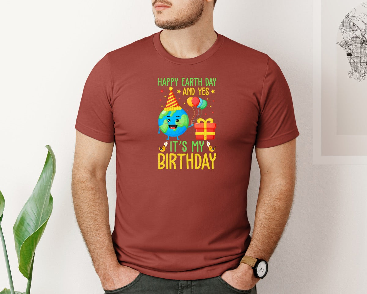 brand:Bella Canvas|color:Rust|Happy Earth Day Birth Day T Shirt Graphic T-Shirt