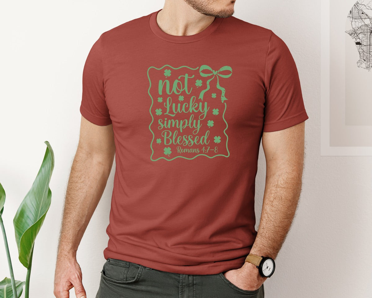 brand:Bella Canvas|color:Rust|Not Lucky Simply Blessed Graphic T-Shirt