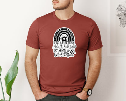 brand:Bella Canvas|color:Rust|Funny Quotes Sarcastic Sticker Graphic T-Shirt