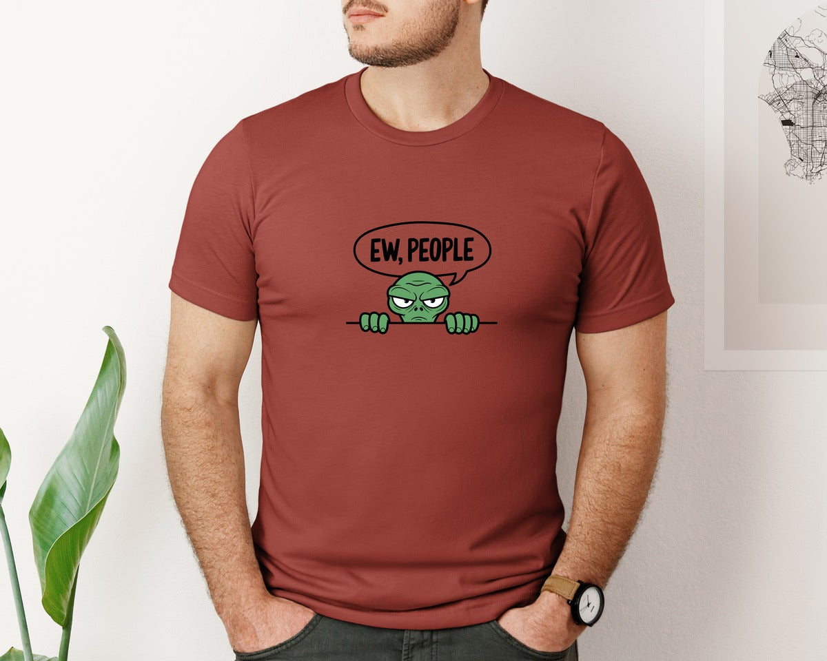brand:Bella Canvas|color:Rust|Ew People Alien Ufo T Shirt Design Graphic T-Shirt
