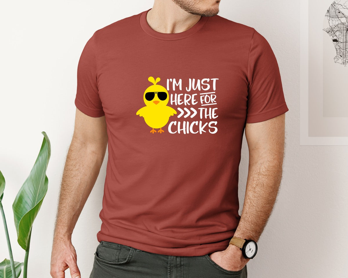 brand:Bella Canvas|color:Rust|I Am Just Here For The Chicks 4 Graphic T-Shirt