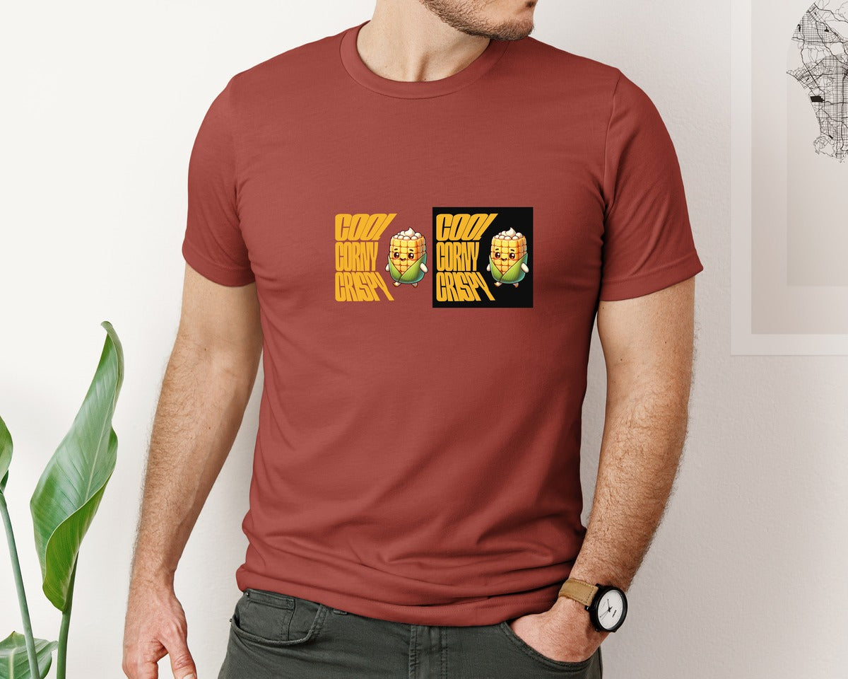 brand:Bella Canvas|color:Rust|Cool Corny Crispy Corn Graphic T-Shirt