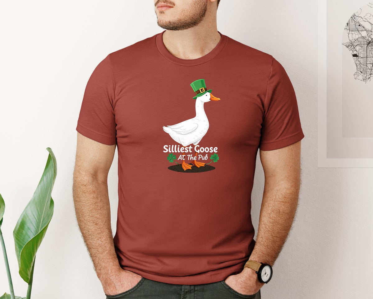 brand:Bella Canvas|color:Rust|Silly Goose St Patricks Funniest Graphic T-Shirt