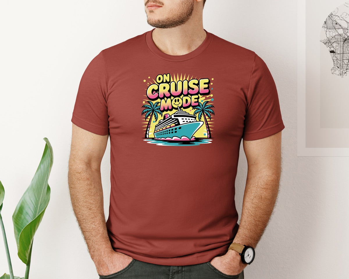 brand:Bella Canvas|color:Rust|Funny Cruise Ship One Cruise Mode Graphic T-Shirt