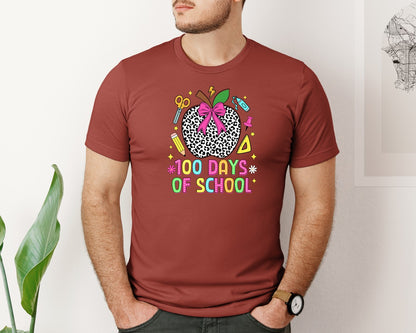 brand:Bella Canvas|color:Rust|Coquette 100 Days Of School Graphic T-Shirt