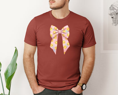 brand:Bella Canvas|color:Rust|Softball Bow Graphic T-Shirt