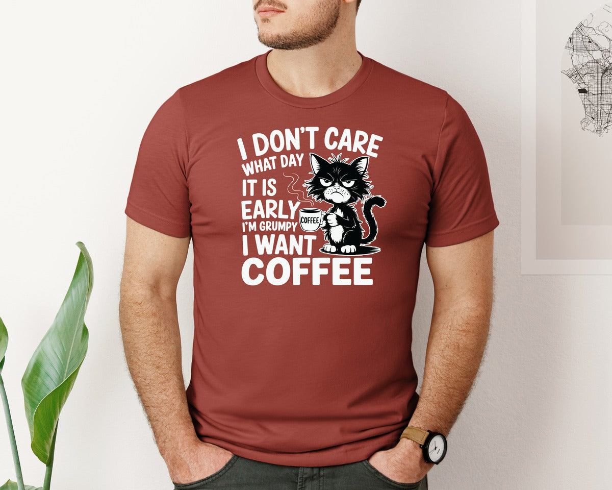 brand:Bella Canvas|color:Rust|Grumpy Cat Funny Sarcastic Cat Graphic T-Shirt