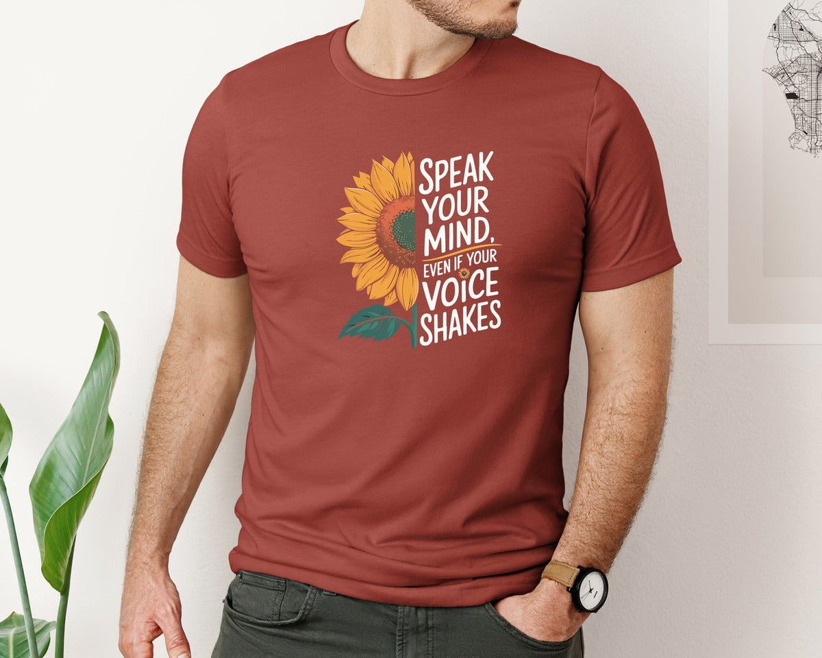 brand:Bella Canvas|color:Rust|Speak Your Mind Sunflower Empowerment 2 Graphic T-Shirt