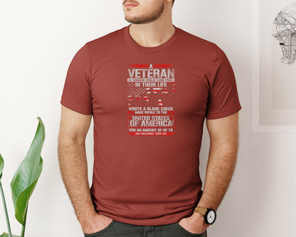 brand:Bella Canvas|color:Rust|Veteran Wrote Blank Check T Graphic T-Shirt