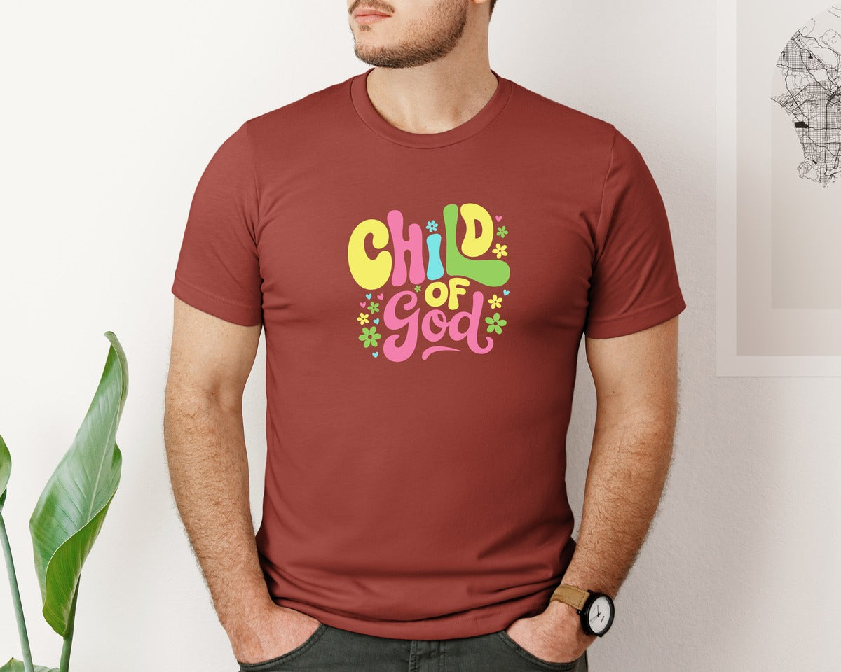 brand:Bella Canvas|color:Rust|Child Of God Faith Printable Graphic T-Shirt