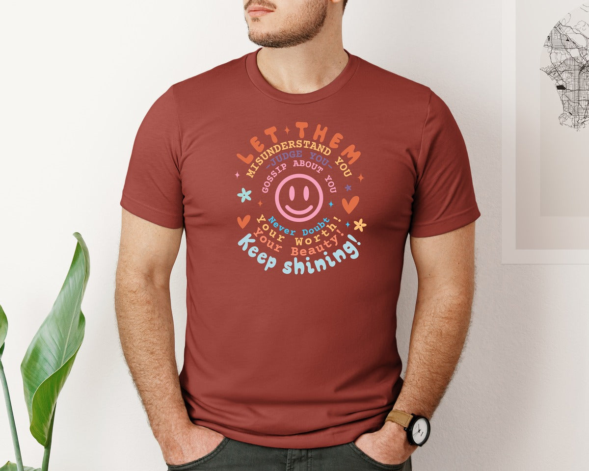 brand:Bella Canvas|color:Rust|Let Them Keep Shining Inspirat Graphic T-Shirt