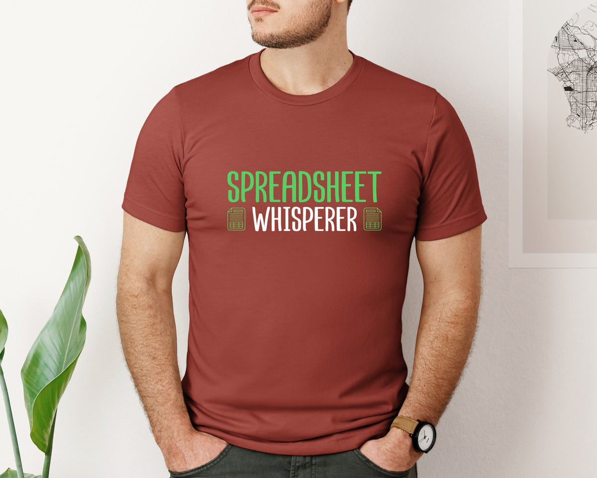 brand:Bella Canvas|color:Rust|Spreadsheet Whisperer Excel Data Analyst Graphic T-Shirt