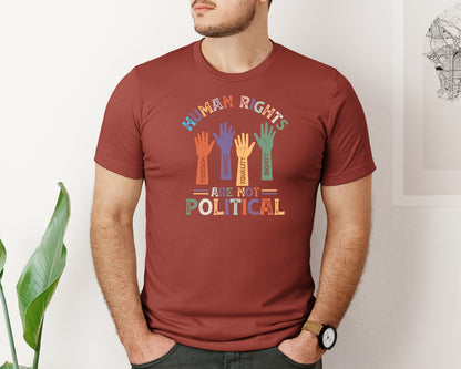 brand:Bella Canvas|color:Rust|Human Rights Are Not Political 2 Graphic T-Shirt