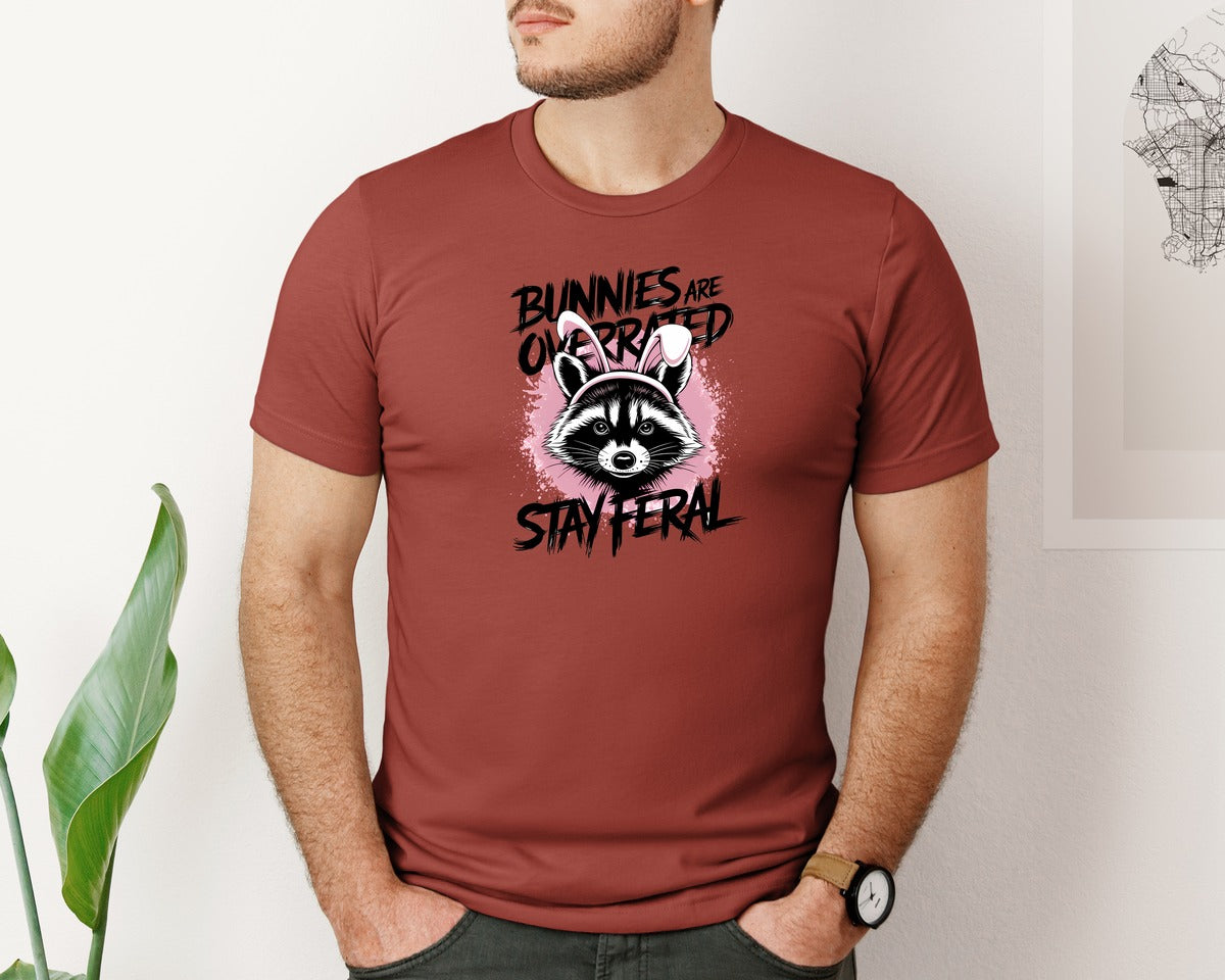 brand:Bella Canvas|color:Rust|Bunnies Are Overrated Stay Feral 2 Graphic T-Shirt
