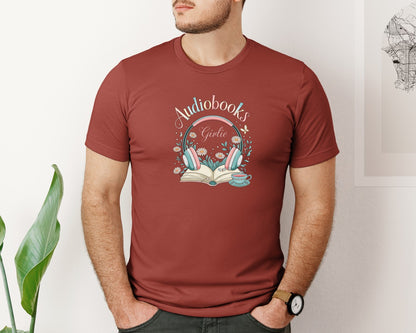 brand:Bella Canvas|color:Rust|Book Lover Bookmarks Audiobook Graphic T-Shirt