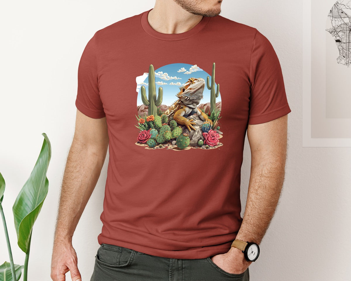 brand:Bella Canvas|color:Rust|Watercolor Bearded Dragon 10 Graphic T-Shirt