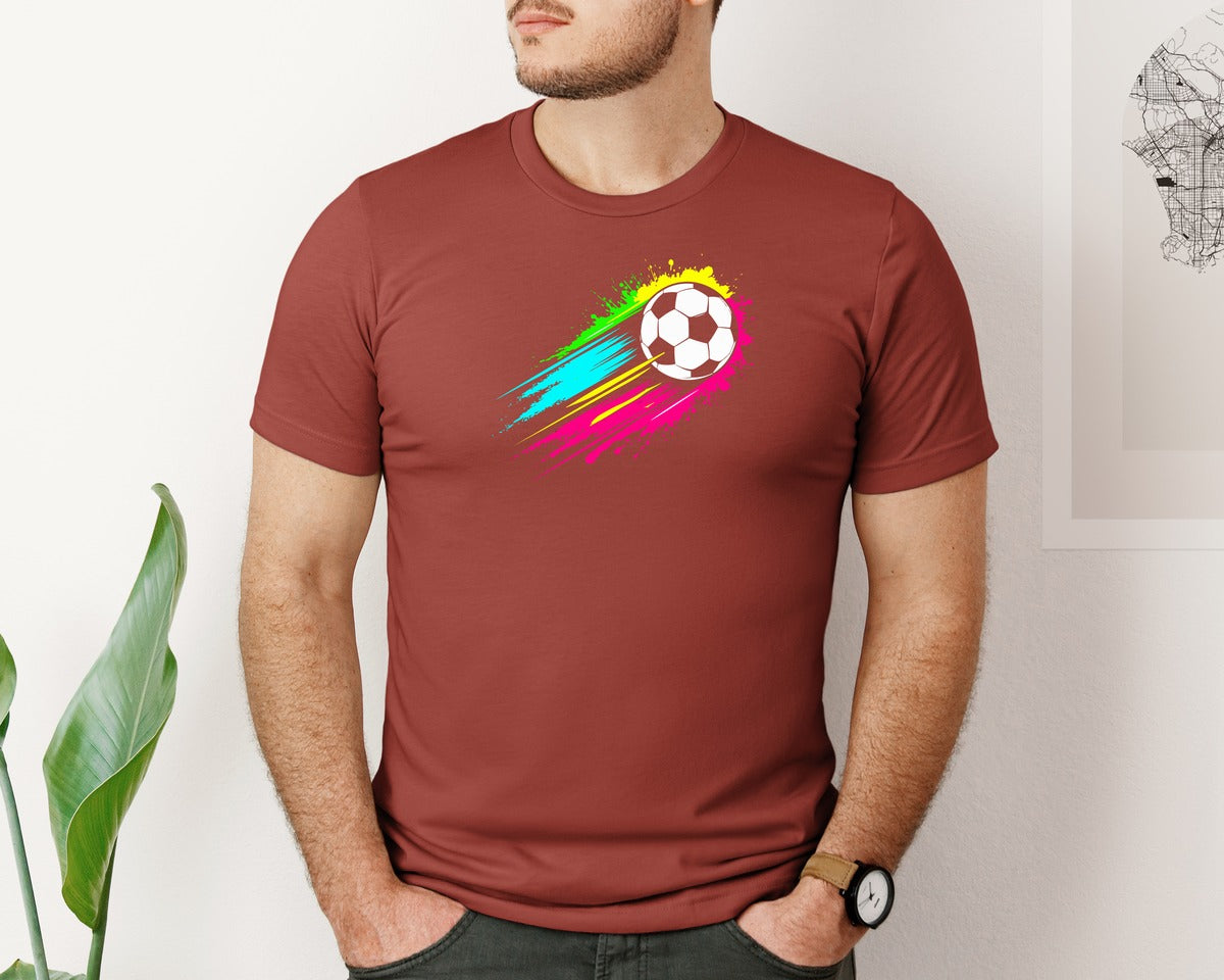 brand:Bella Canvas|color:Rust|Colorful Tie Dye Soccer Ball T Shirt Graphic T-Shirt