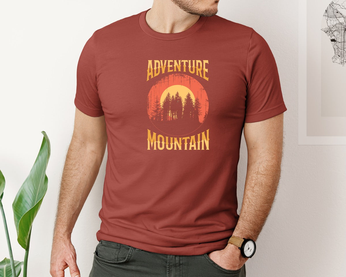 brand:Bella Canvas|color:Rust|Wild Life Experience Mountain Hiking Tee 4 Graphic T-Shirt