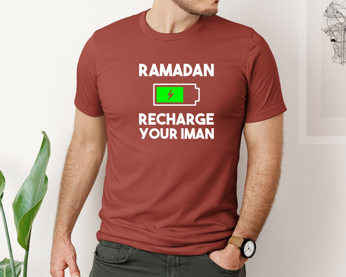 brand:Bella Canvas|color:Rust|Ramadan Recharge Your Iman Muslim Motiv Graphic T-Shirt