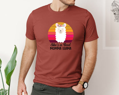 brand:Bella Canvas|color:Rust|Shes A Bad Momma Llama Retro T Shirt Graphic T-Shirt