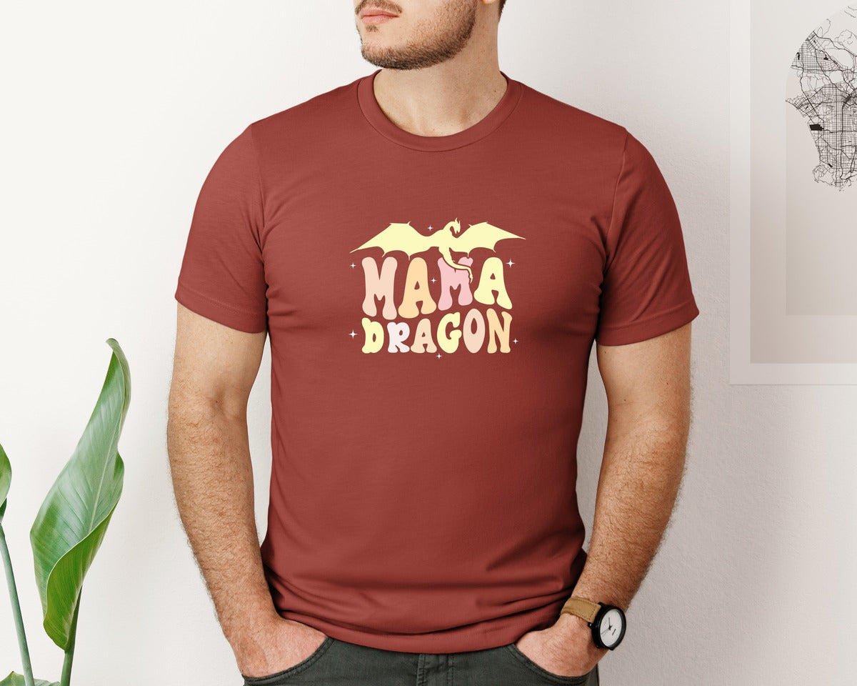 brand:Bella Canvas|color:Rust|Mama Dragons Mothers Day Design Graphic T-Shirt